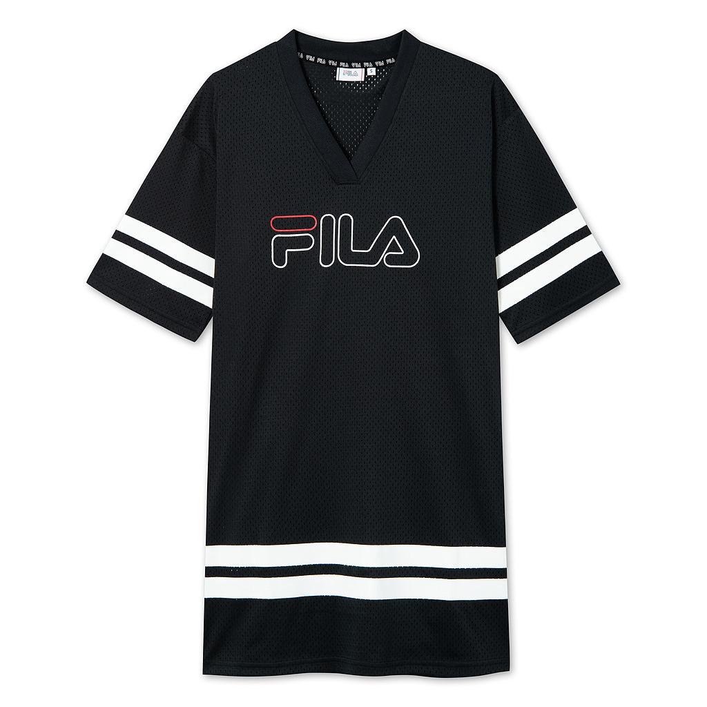 Vestido Fila Jala Oversized Printed Sporty Mesh Tee Negro