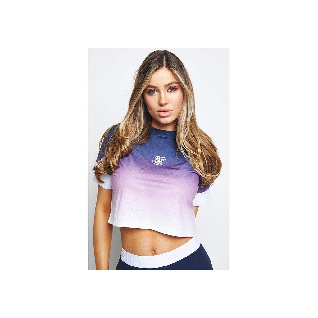 SikSilk Violet Fade Crop Tee - Violet & Navy